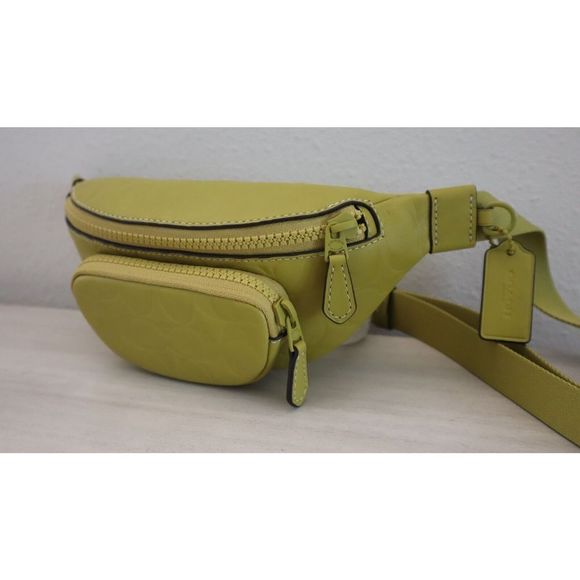 Coach CH073 Women's Chartreuse Signature Leather Sprint Mini Belt Bag $350 - Picture 9 of 16